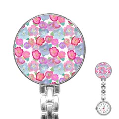 Bright, Joyful Flowers Stainless Steel Nurses Watch by SychEva