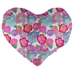 Bright, Joyful Flowers Large 19  Premium Flano Heart Shape Cushions by SychEva