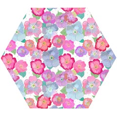 Bright, Joyful Flowers Wooden Puzzle Hexagon by SychEva