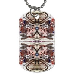 White Feathers Arabesque Dog Tag (two Sides) by kaleidomarblingart