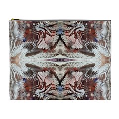 White Feathers Arabesque Cosmetic Bag (xl) by kaleidomarblingart