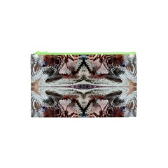 White Feathers Arabesque Cosmetic Bag (xs) by kaleidomarblingart