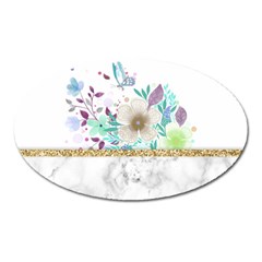 Minimal Gold Floral Marble Oval Magnet by gloriasanchez