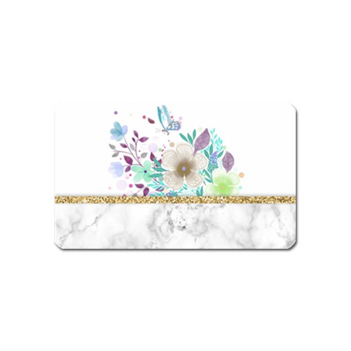 Minimal Gold Floral Marble Magnet (Name Card)