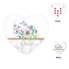 Minimal Gold Floral Marble Playing Cards Single Design (heart)