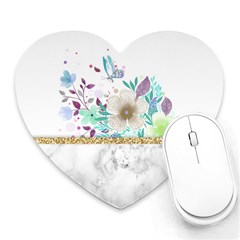 Minimal Gold Floral Marble Heart Mousepads by gloriasanchez