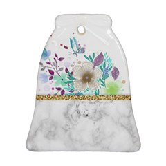 Minimal Gold Floral Marble Bell Ornament (two Sides)