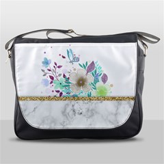 Minimal Gold Floral Marble Messenger Bag by gloriasanchez