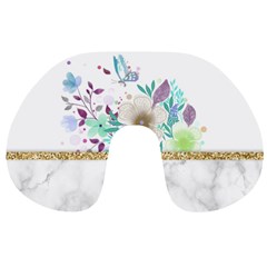 Minimal Gold Floral Marble Travel Neck Pillow by gloriasanchez