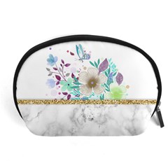 Minimal Gold Floral Marble Accessory Pouch (large) by gloriasanchez