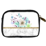 Minimal Gold Floral Marble Digital Camera Leather Case Back