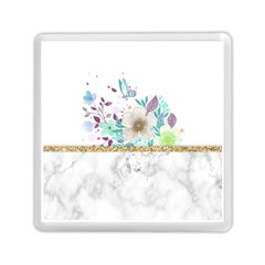 Minimal Gold Floral Marble Memory Card Reader (square) by gloriasanchez