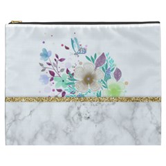 Minimal Gold Floral Marble Cosmetic Bag (xxxl) by gloriasanchez