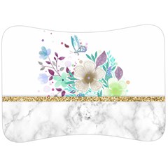 Minimal Gold Floral Marble Velour Seat Head Rest Cushion by gloriasanchez