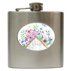 Minimal Gold Marble Bouquet Hip Flask (6 oz)