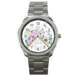 Minimal Gold Marble Bouquet Sport Metal Watch Front