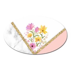 Minimal Peach Gold Floral Marble A Oval Magnet by gloriasanchez