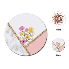 Minimal Peach Gold Floral Marble A Playing Cards Single Design (round)