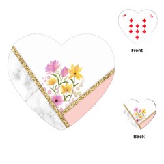 Minimal Peach Gold Floral Marble A Playing Cards Single Design (heart)