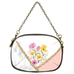 Minimal Peach Gold Floral Marble A Chain Purse (two Sides) by gloriasanchez