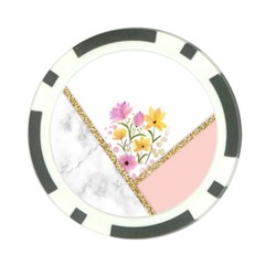 Minimal Peach Gold Floral Marble A Poker Chip Card Guard (10 Pack)