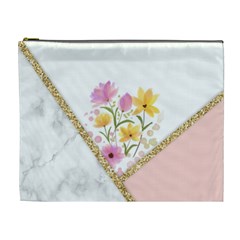 Minimal Peach Gold Floral Marble A Cosmetic Bag (xl) by gloriasanchez