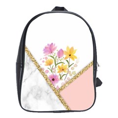 Minimal Peach Gold Floral Marble A School Bag (large)