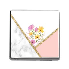 Minimal Peach Gold Floral Marble A Memory Card Reader (square 5 Slot)