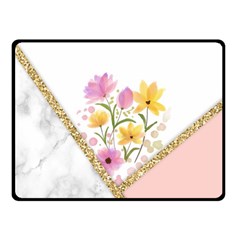 Minimal Peach Gold Floral Marble A Fleece Blanket (small)