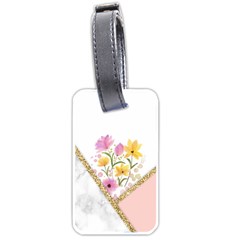 Minimal Peach Gold Floral Marble A Luggage Tag (one Side)