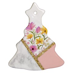 Minimal Peach Gold Floral Marble A Ornament (christmas Tree) 