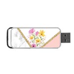 Minimal Peach Gold Floral Marble A Portable USB Flash (Two Sides) Front