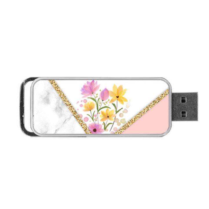 Minimal Peach Gold Floral Marble A Portable USB Flash (Two Sides)