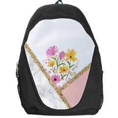 Minimal Peach Gold Floral Marble A Backpack Bag