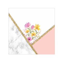 Minimal Peach Gold Floral Marble A Small Satin Scarf (square)