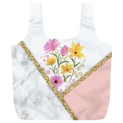 Minimal Peach Gold Floral Marble A Full Print Recycle Bag (xxxl)