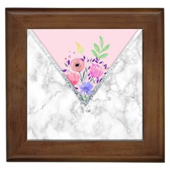 Minimal Pink Floral Marble A Framed Tile by gloriasanchez