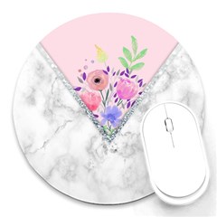 Minimal Pink Floral Marble A Round Mousepads by gloriasanchez