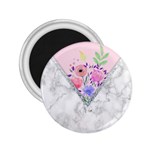 Minimal Pink Floral Marble A 2.25  Magnets Front