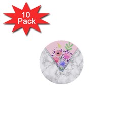 Minimal Pink Floral Marble A 1  Mini Buttons (10 Pack)  by gloriasanchez