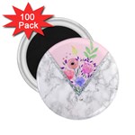 Minimal Pink Floral Marble A 2.25  Magnets (100 pack)  Front