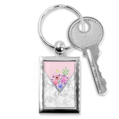 Minimal Pink Floral Marble A Key Chain (rectangle) by gloriasanchez