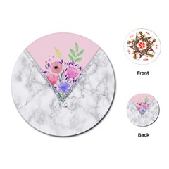 Minimal Pink Floral Marble A Playing Cards Single Design (round)