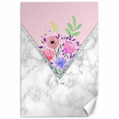 Minimal Pink Floral Marble A Canvas 24  X 36  by gloriasanchez