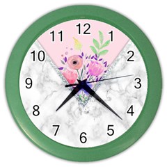 Minimal Pink Floral Marble A Color Wall Clock by gloriasanchez