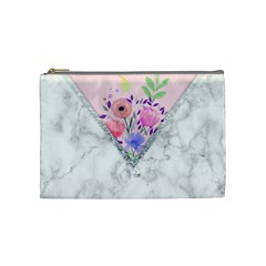 Minimal Pink Floral Marble A Cosmetic Bag (medium) by gloriasanchez