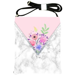 Minimal Pink Floral Marble A Shoulder Sling Bag