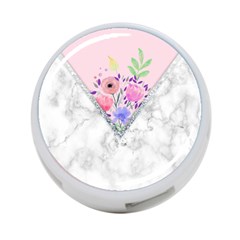 Minimal Pink Floral Marble A 4-port Usb Hub (two Sides)