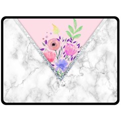 Minimal Pink Floral Marble A Fleece Blanket (large) 