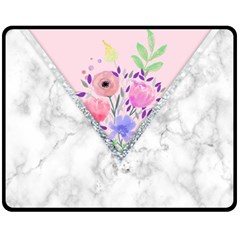 Minimal Pink Floral Marble A Fleece Blanket (medium)  by gloriasanchez